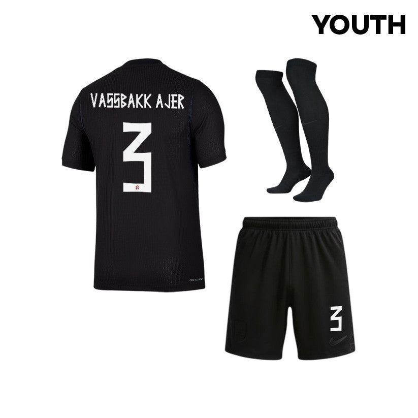 Kristoffer Vassbakk Ajer 3 Norway 2026 YOUTH Away Kit Set – Black