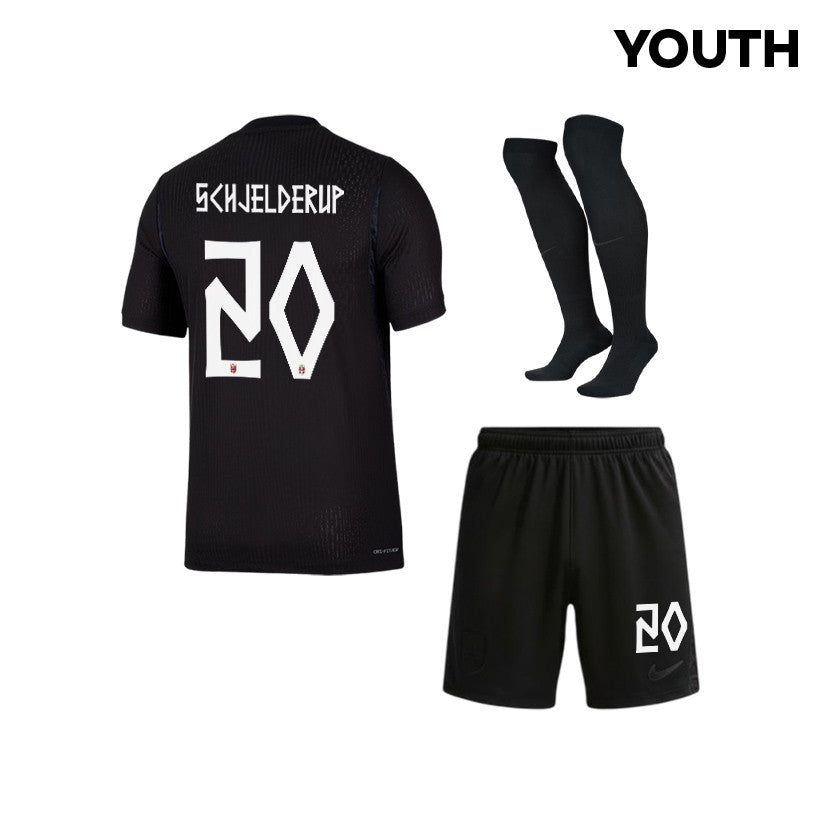Andreas Schjelderup 20 Norway 2026 YOUTH Away Kit Set – Black