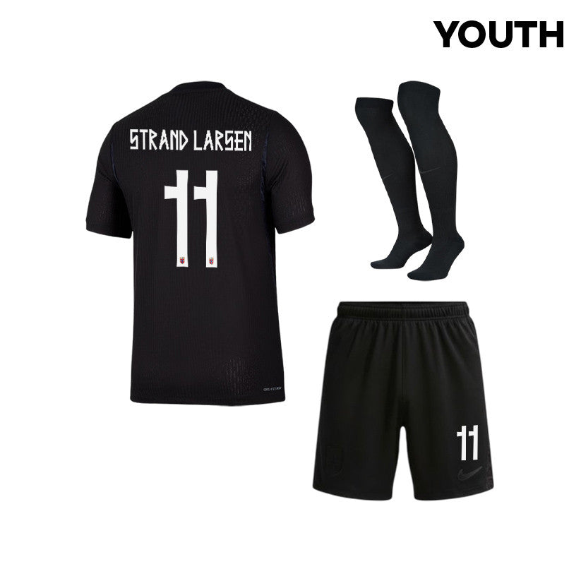 Joergen Strand Larsen 11 Norway 2026 YOUTH Away Kit Set – Black