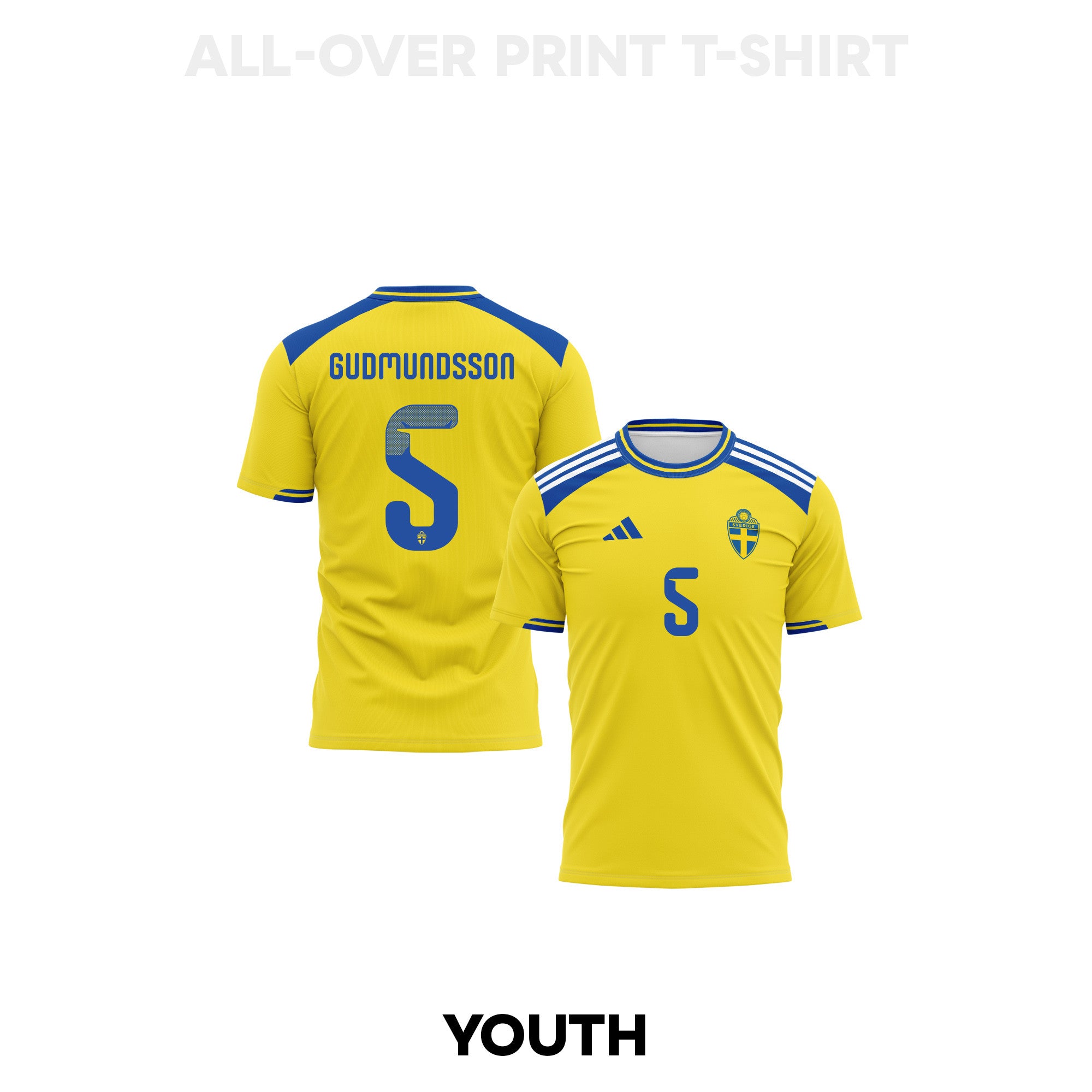 Gabriel Gudmundsson 5 Youth Sweden 2026 Home 3D T-shirt Fully Printed – Yellow