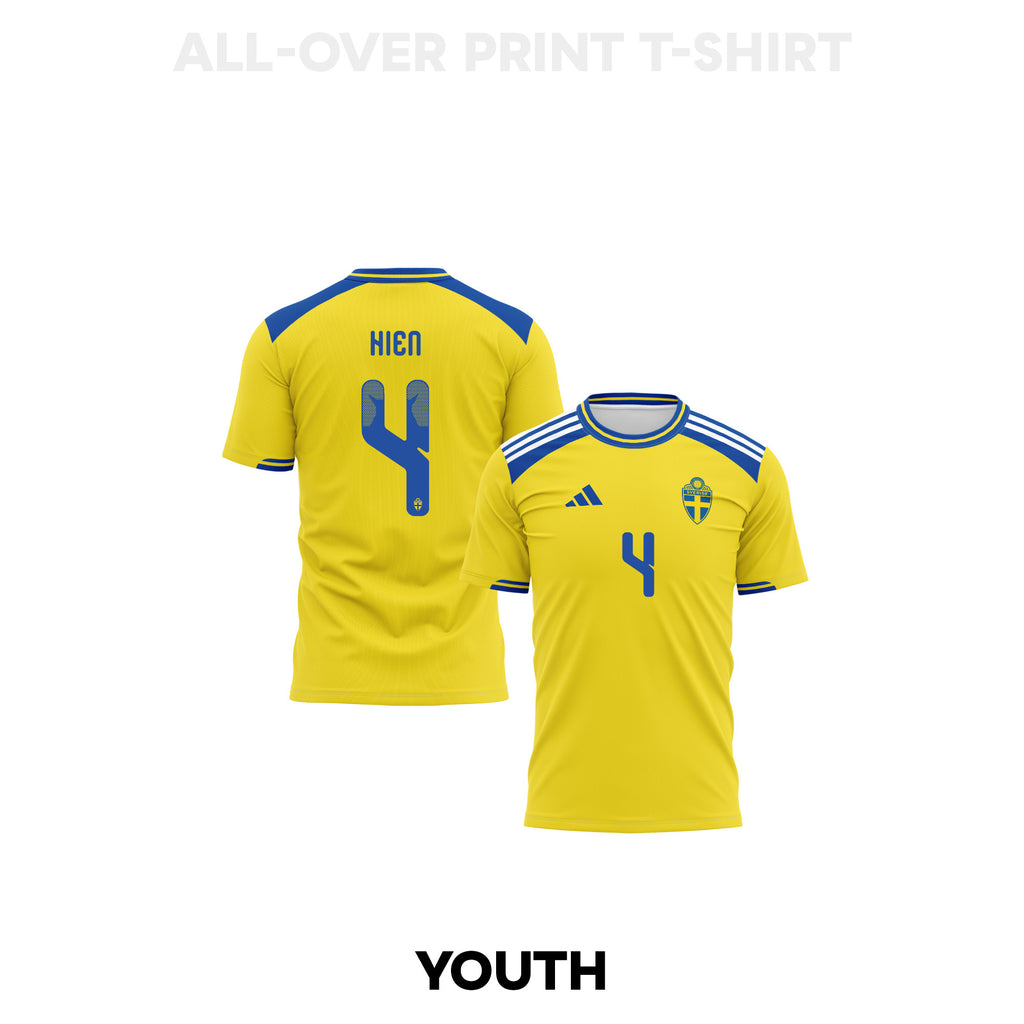 Isak Hien 4 Youth Sweden 2026 Home 3D T-shirt Fully Printed – Yellow