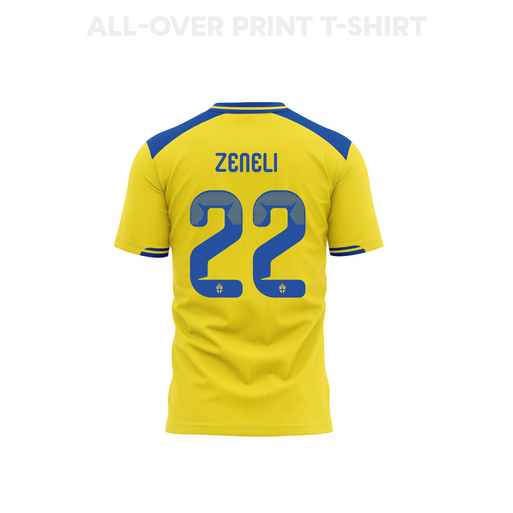 Besfort Zeneli 22 Youth Sweden 2026 Home 3D T-shirt Fully Printed – Yellow