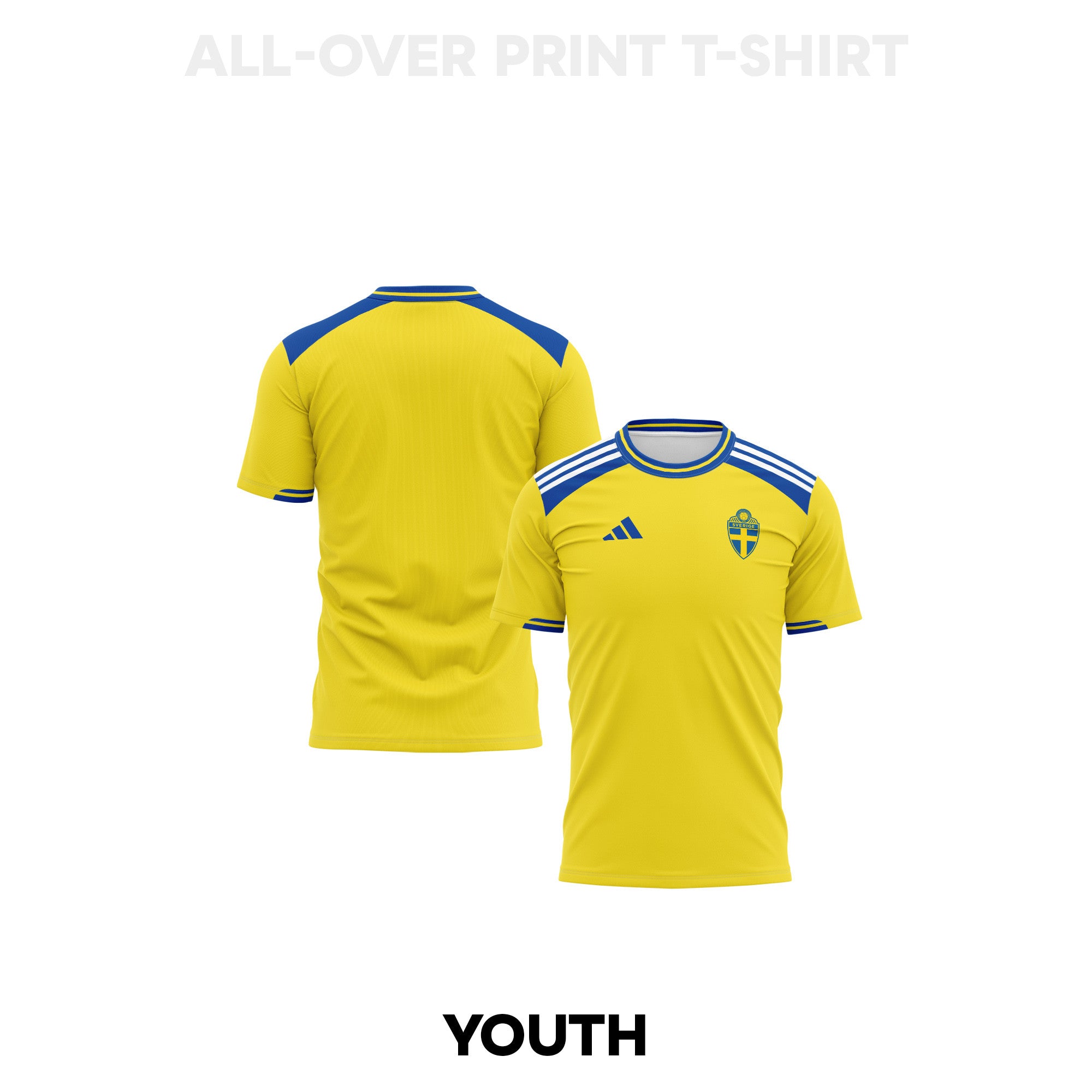 Sweden 2026 Youth Home 3D T-shirt Fully Printed – Yellow