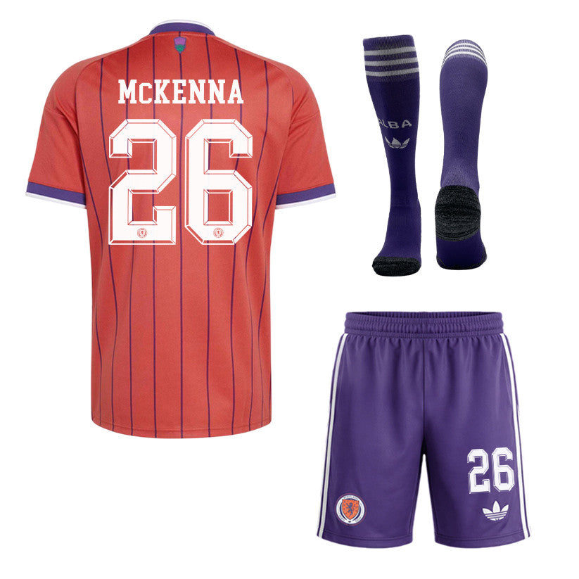 Scott McKenna 26 Scotland 2026 Away Men Kit Set – Red/Purple
