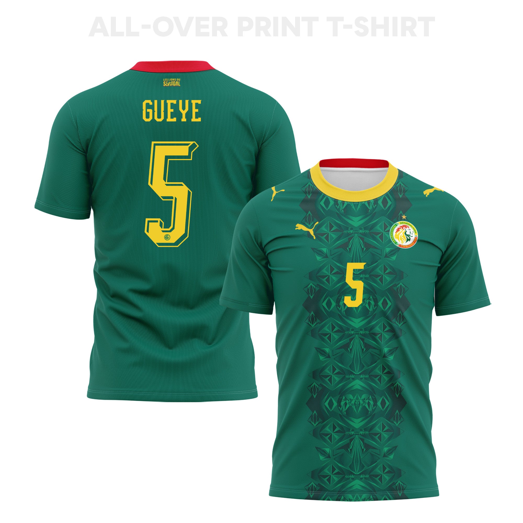Idrissa Gueye 5 Senegal 2026 Away 3D T-Shirt Fully Printed – Unisex, Green