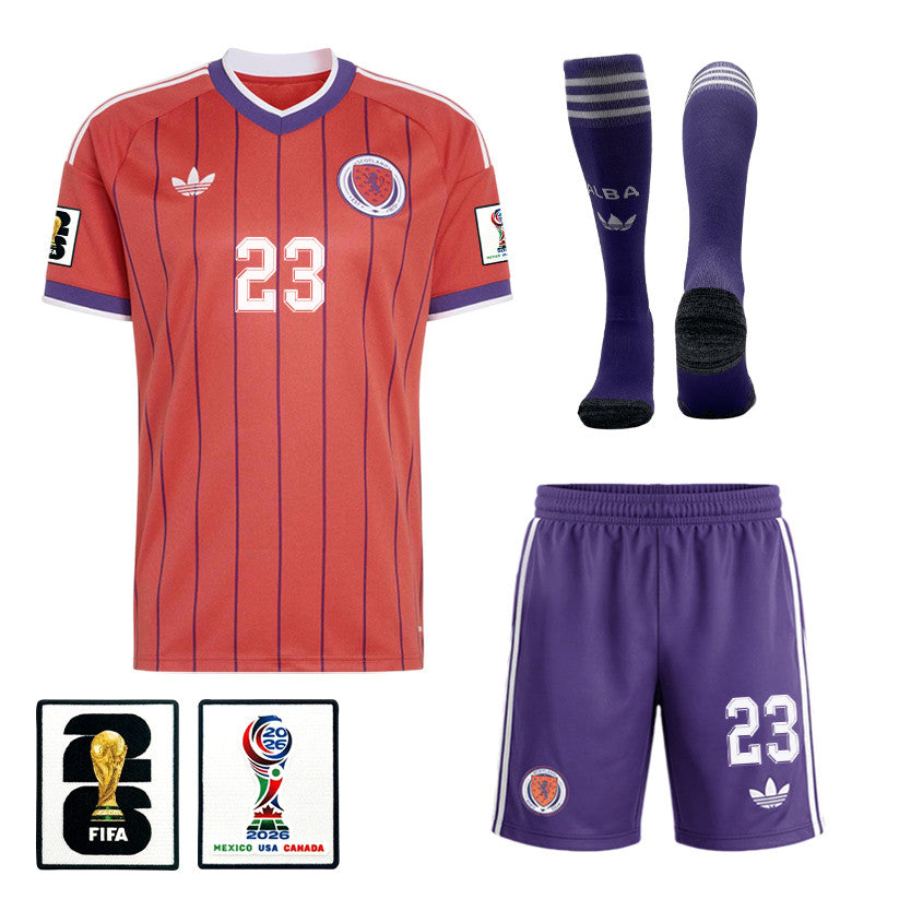 Kenny McLean 23 Scotland 2026 Away Men Kit Set – Red/Purple