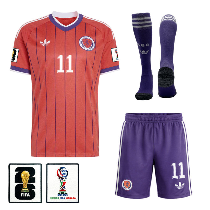 Ryan Christie 11 Scotland 2026 Away Men Kit Set – Red/Purple