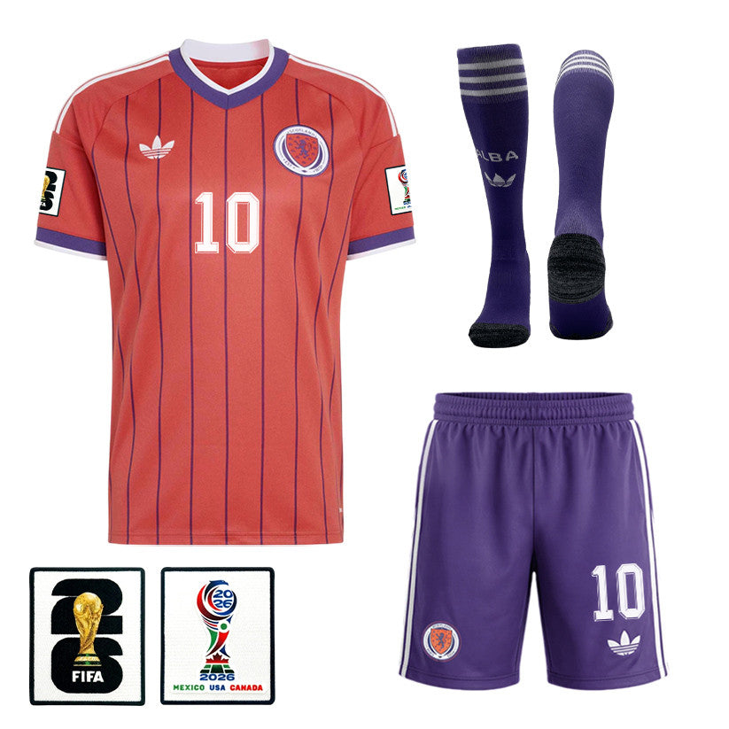 Che Adams 10 Scotland 2026 Away Men Kit Set – Red/Purple