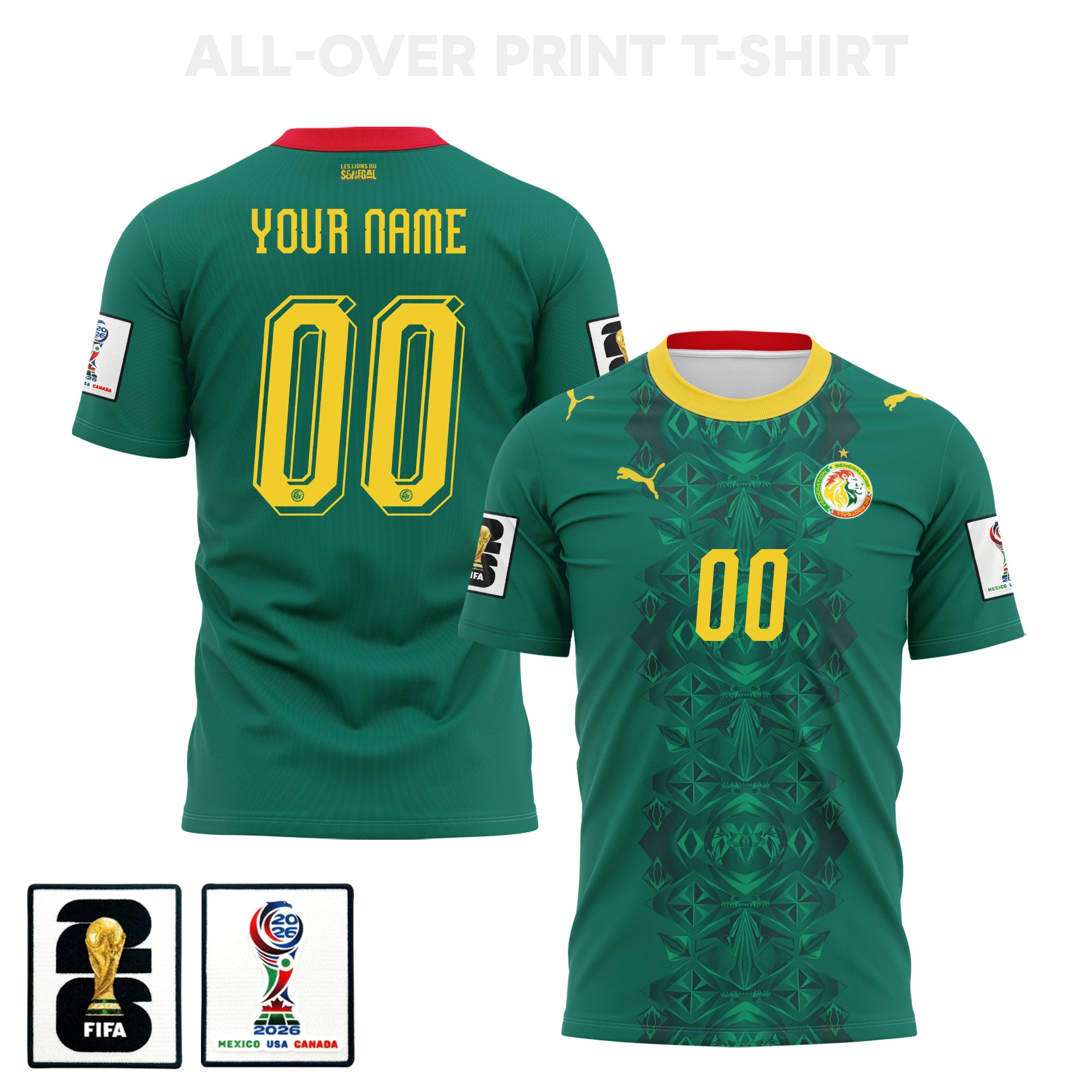 Senegal 2026 Away 3D T-Shirt Fully Printed – Personalized – Unisex, Green