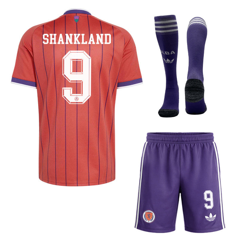 Lawrence Shankland 9 Scotland 2026 Away Men Kit Set – Red/Purple