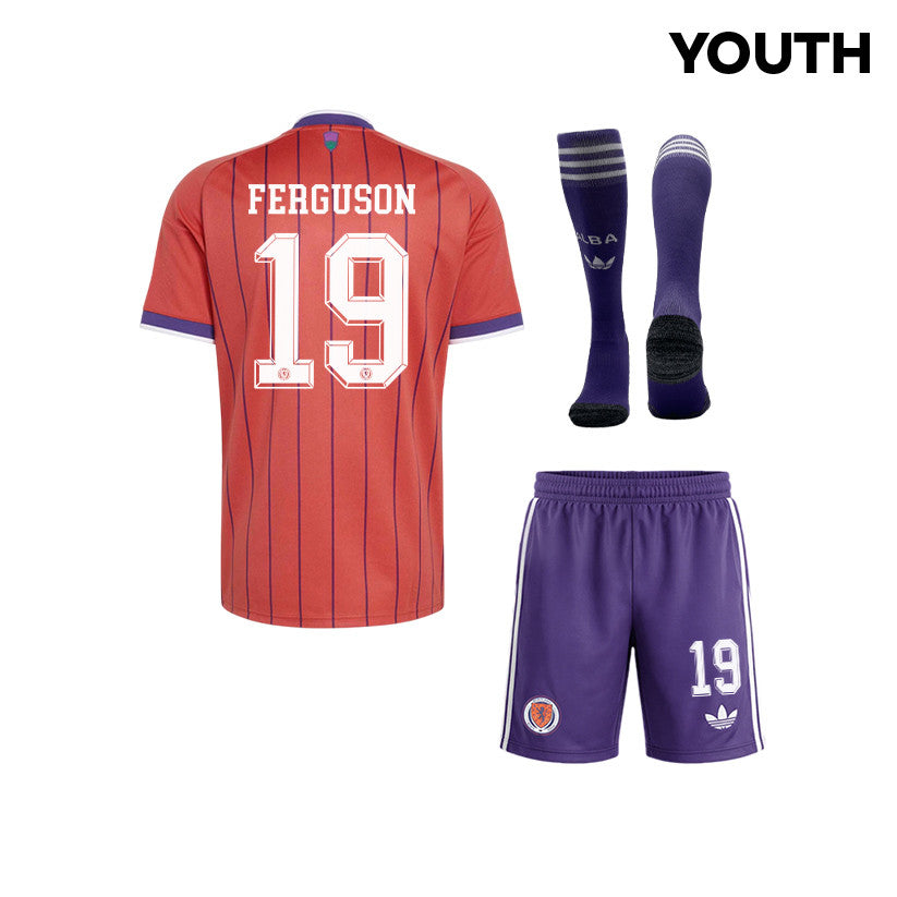 Lewis Ferguson 19 Scotland 2026 YOUTH Away Kit Set – Red/Purple