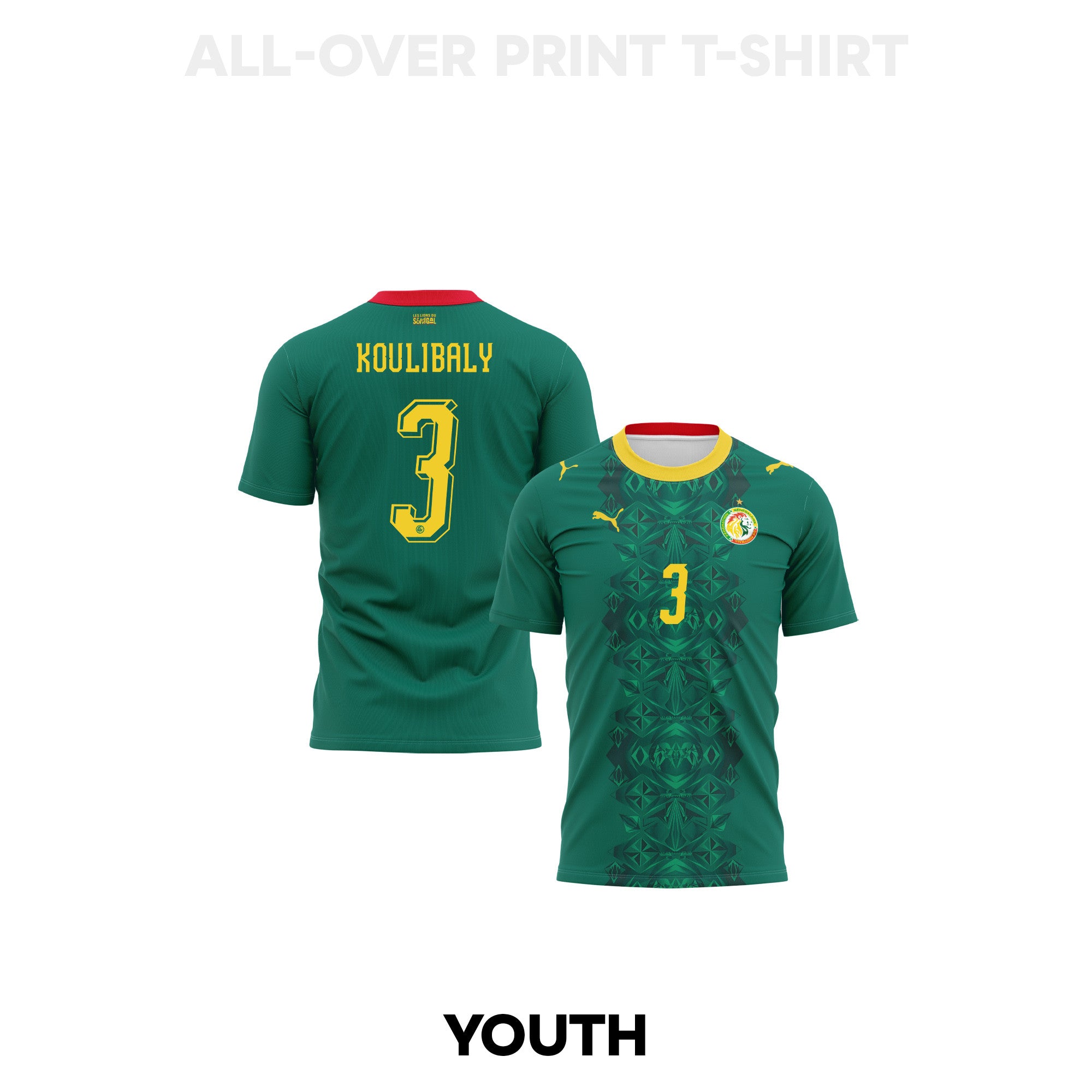 Kalidou Koulibaly 3 Youth Senegal 2026 Away 3D T-shirt Fully Printed – Green