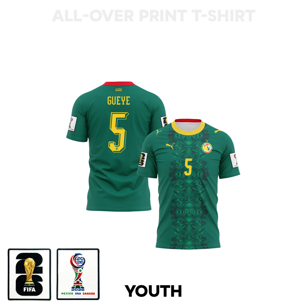 Idrissa Gueye 5 Youth Senegal 2026 Away 3D T-shirt Fully Printed – Green