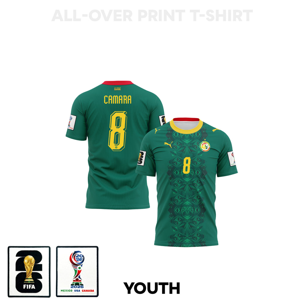 Lamine Camara 8 Youth Senegal 2026 Away 3D T-shirt Fully Printed – Green
