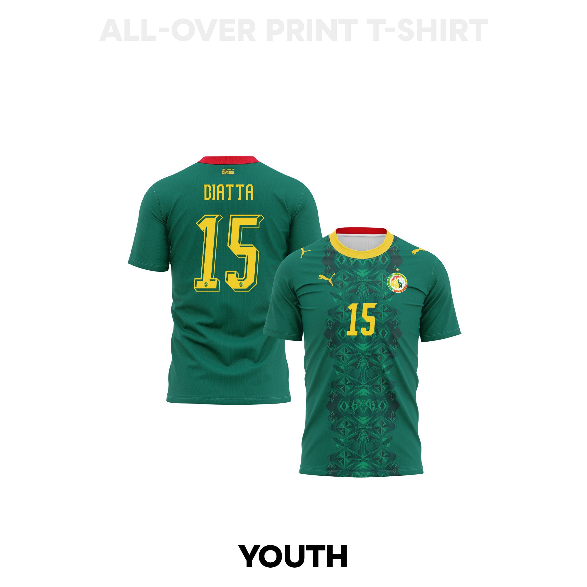 Krépin Diatta 15 Youth Senegal 2026 Away 3D T-shirt Fully Printed – Green