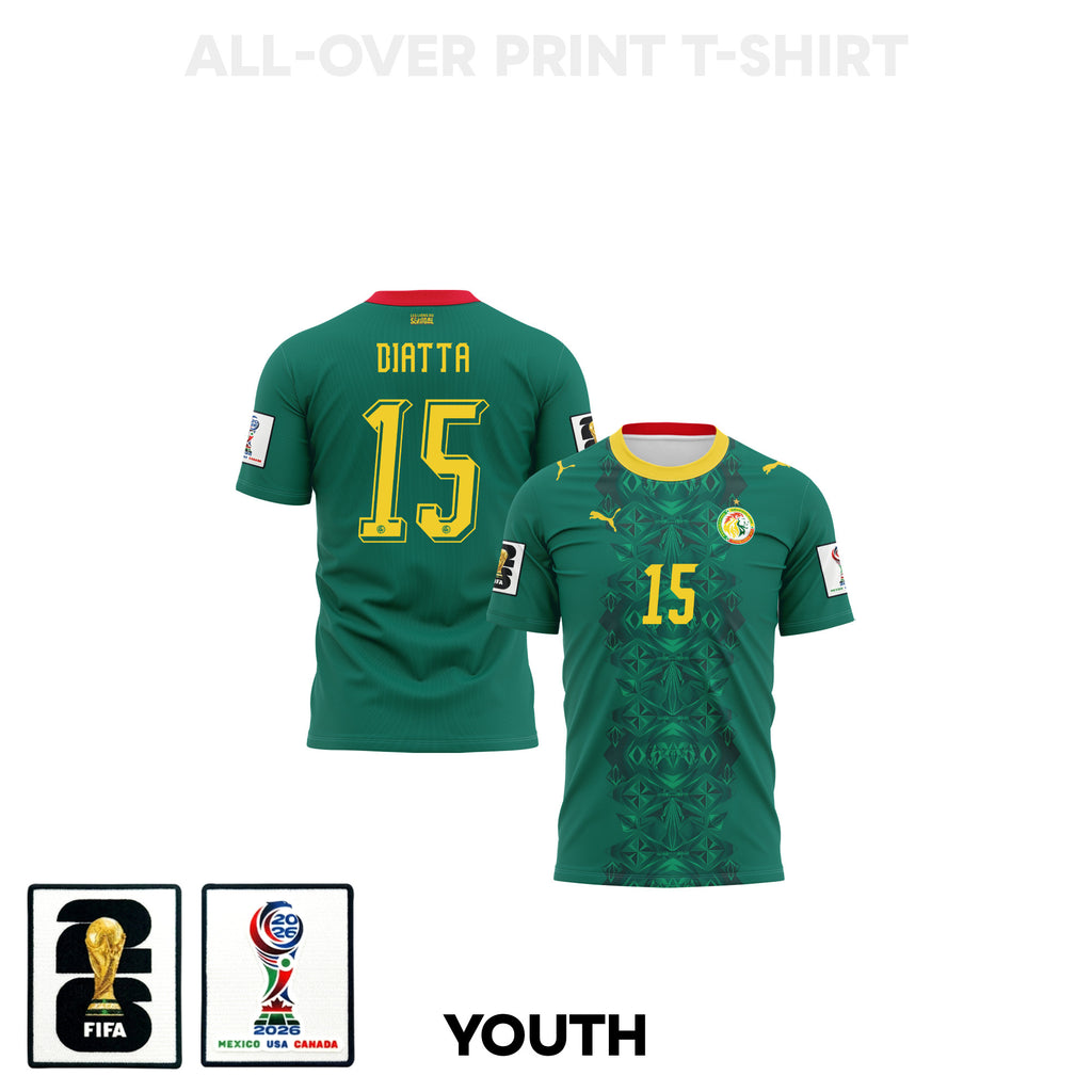 Krépin Diatta 15 Youth Senegal 2026 Away 3D T-shirt Fully Printed – Green