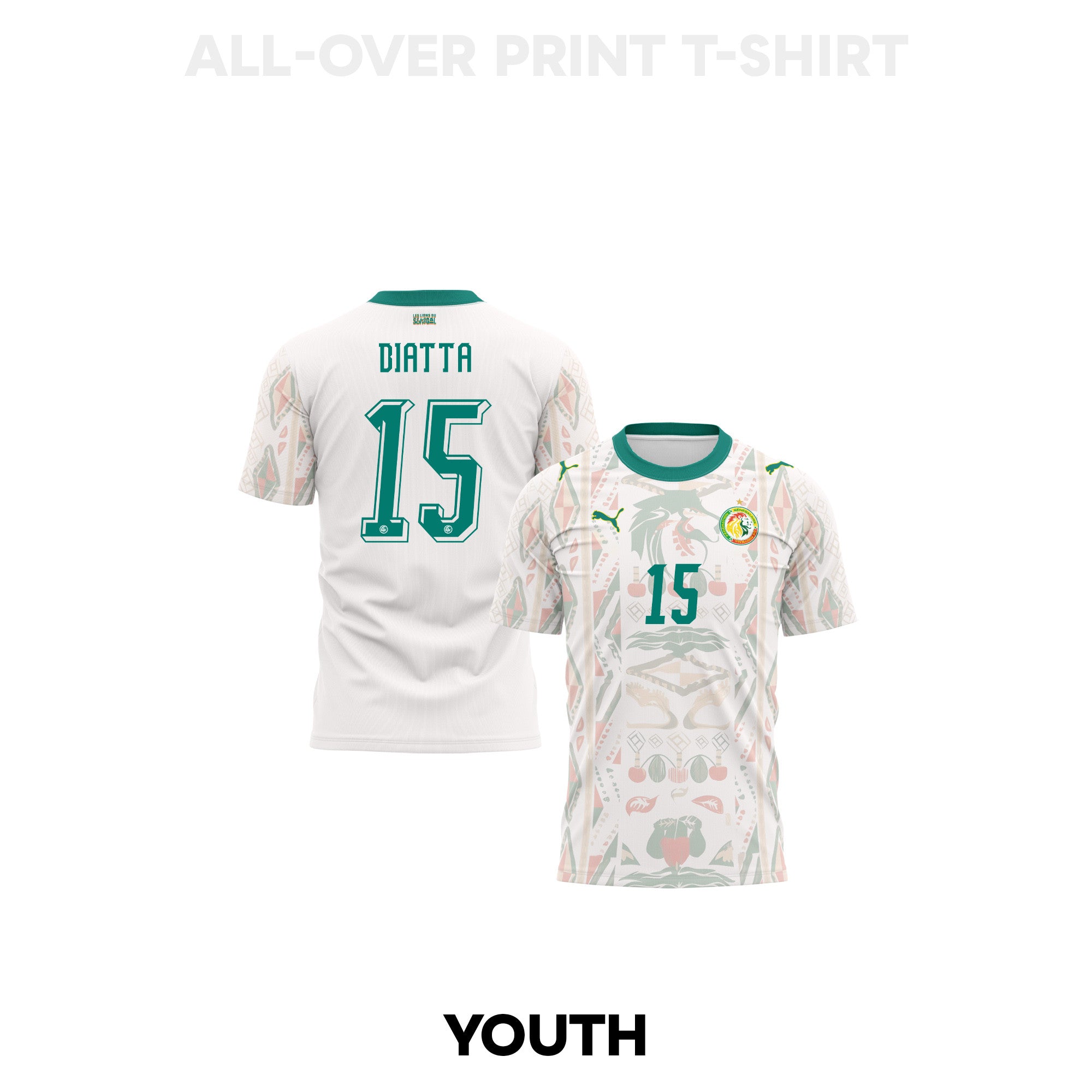 Krépin Diatta 15 Youth Senegal 2026 Home 3D T-shirt Fully Printed – White