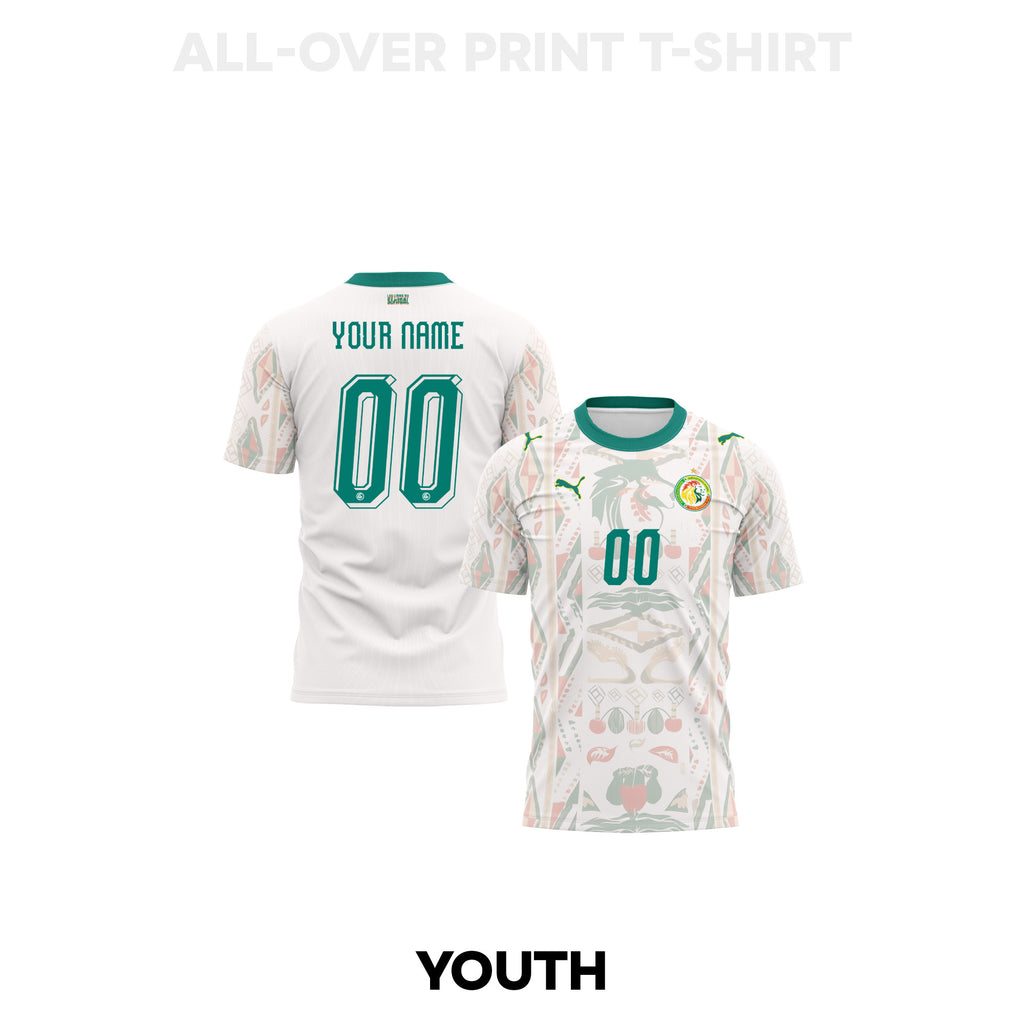 Senegal 2026 Youth Home 3D T-shirt Fully Printed – Personalized – White