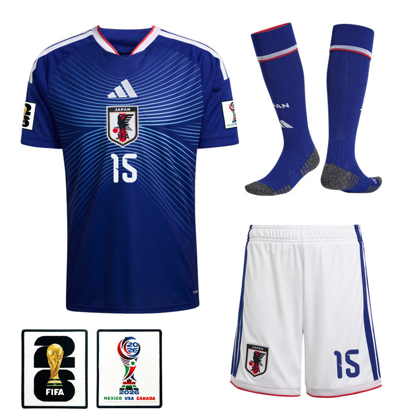 Daichi Kamada 15 Japan 2026 Home Men Kit Set – Blue/White
