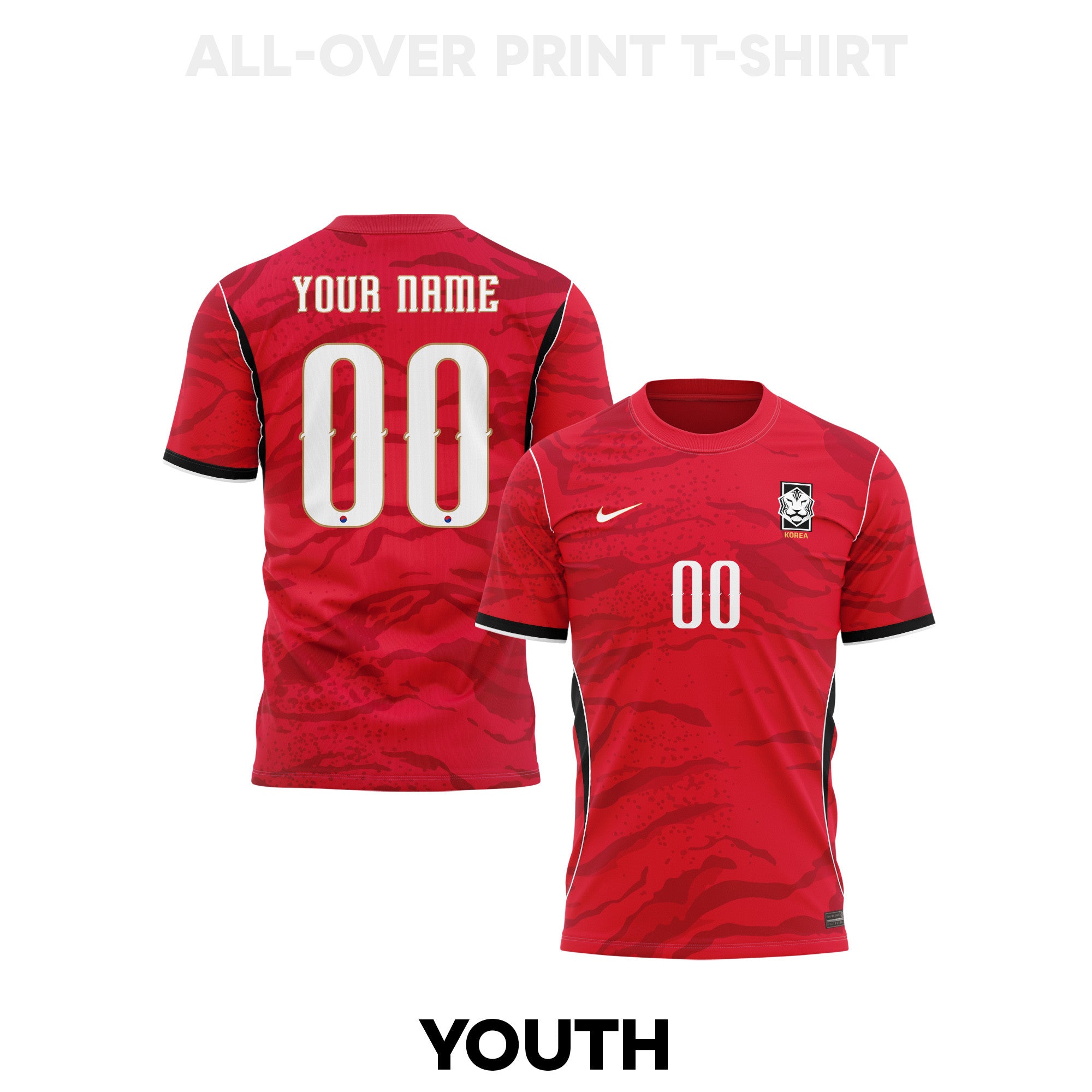 South Korea 2026 Youth Home 3D T-shirt Fully Printed – Personalized – Red