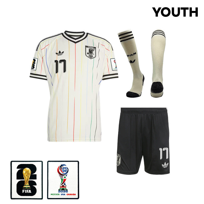 Ao Tanaka 17 Japan 2026 YOUTH Away Kit Set – Off White/Black