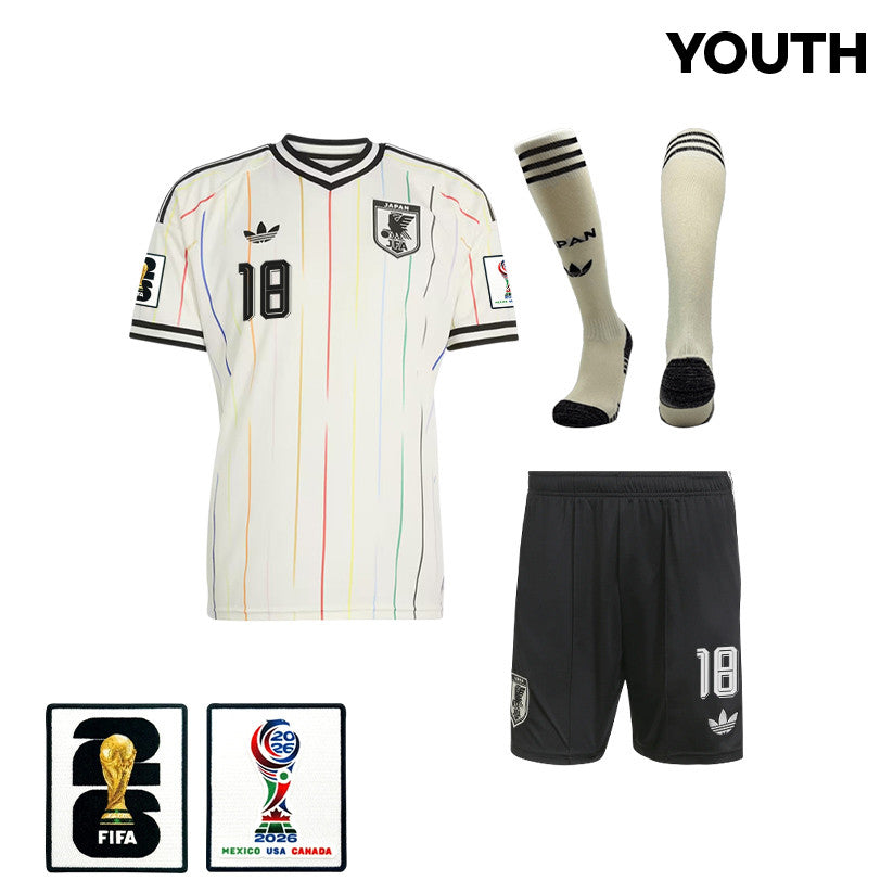 Ayase Ueda 18 Japan 2026 YOUTH Away Kit Set – Off White/Black