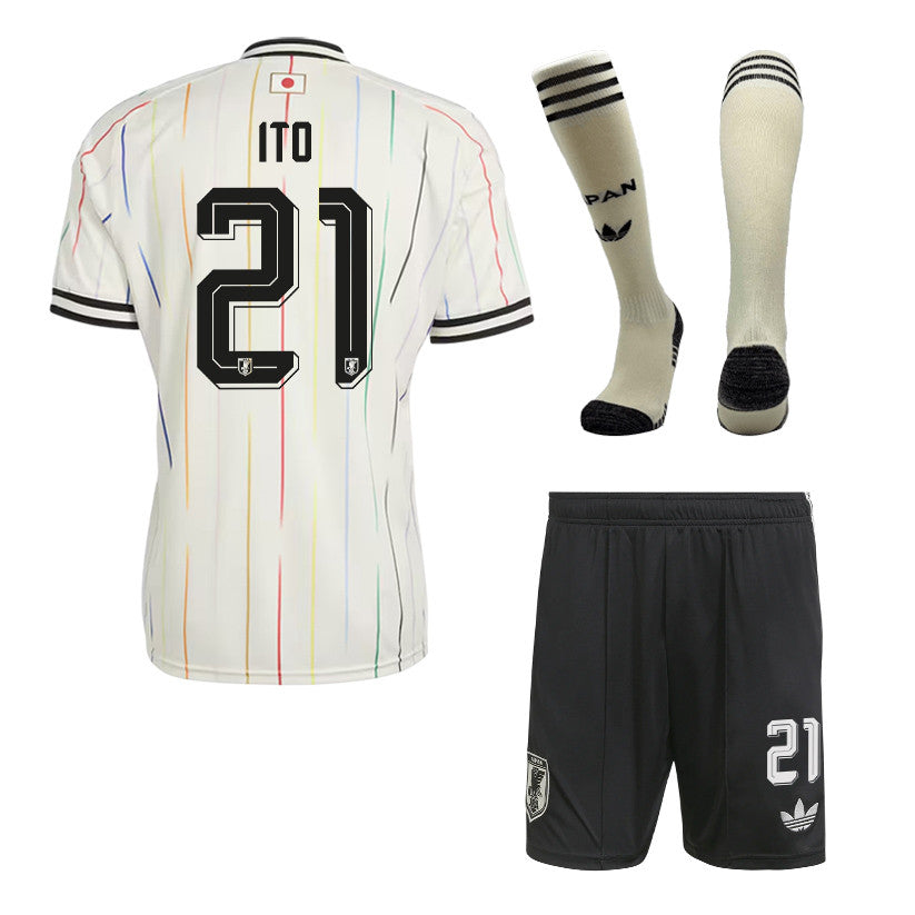 Hiroki Ito 21 Japan 2026 Away Men Kit Set – Off White/Black