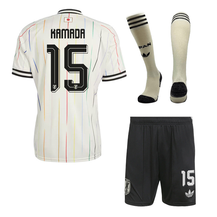 Daichi Kamada 15 Japan 2026 Away Men Kit Set – Off White/Black