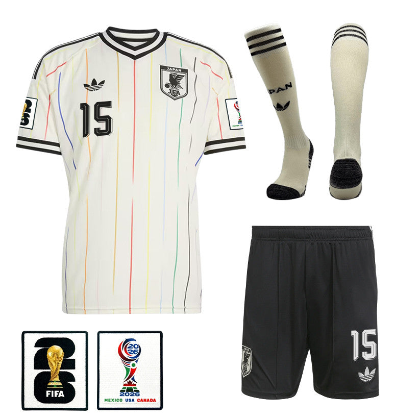 Daichi Kamada 15 Japan 2026 Away Men Kit Set – Off White/Black