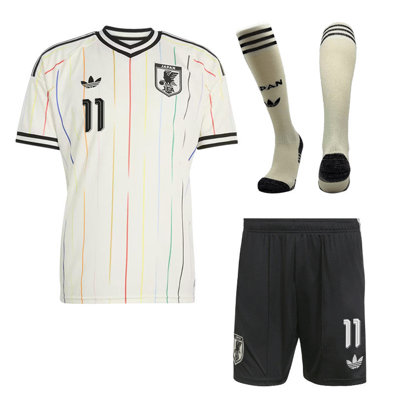 Daizen Maeda 11 Japan 2026 Away Men Kit Set – Off White/Black