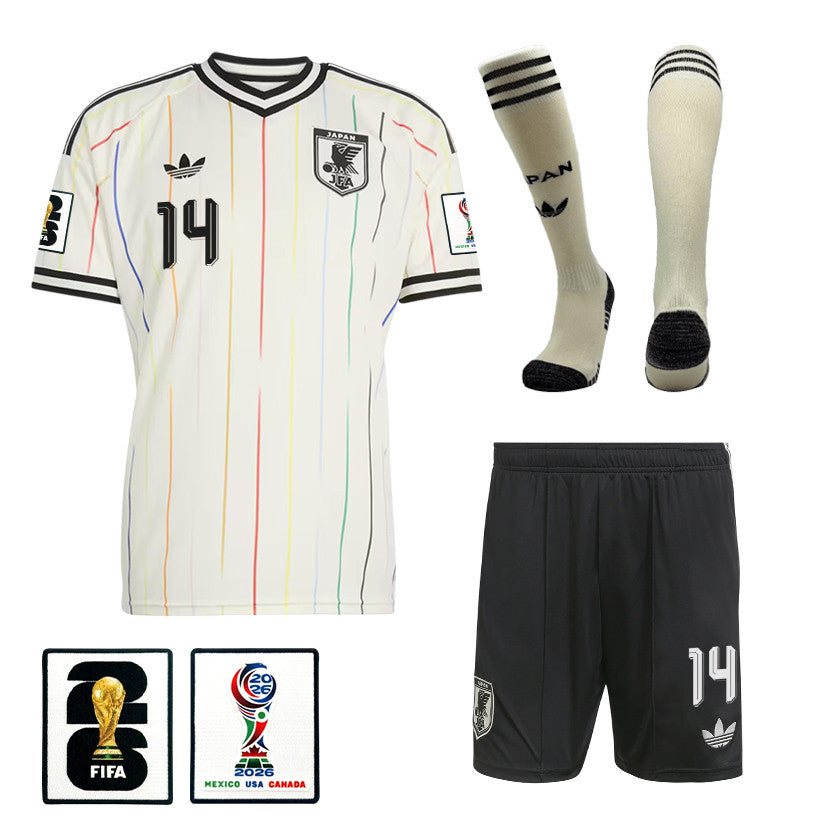 Junya Ito 14 Japan 2026 Away Men Kit Set – Off White/Black