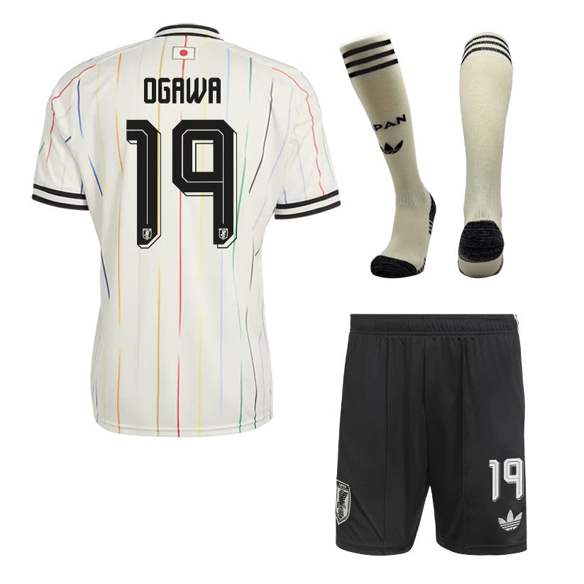 Koki Ogawa 19 Japan 2026 Away Men Kit Set – Off White/Black