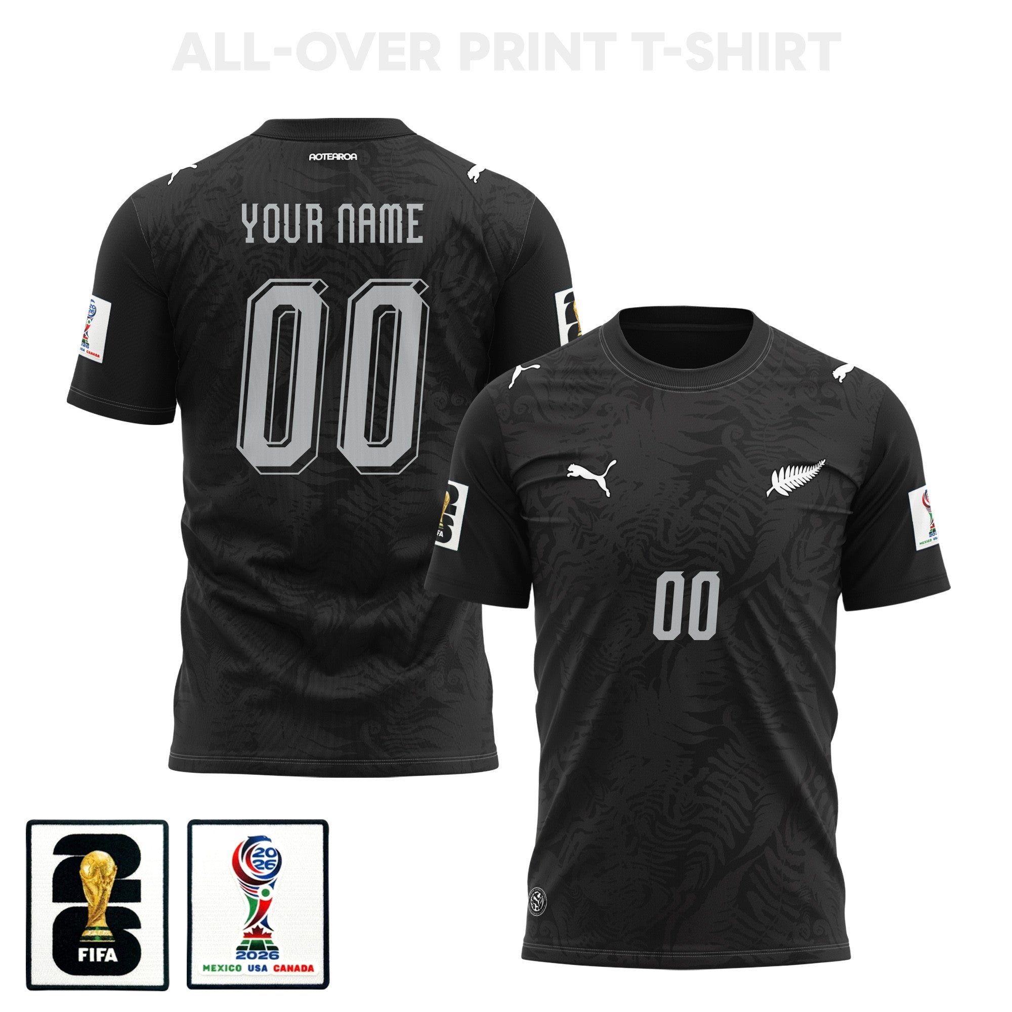 New Zealand 2026 Home 3D T-Shirt Fully Printed – Personalized – Unisex, Black