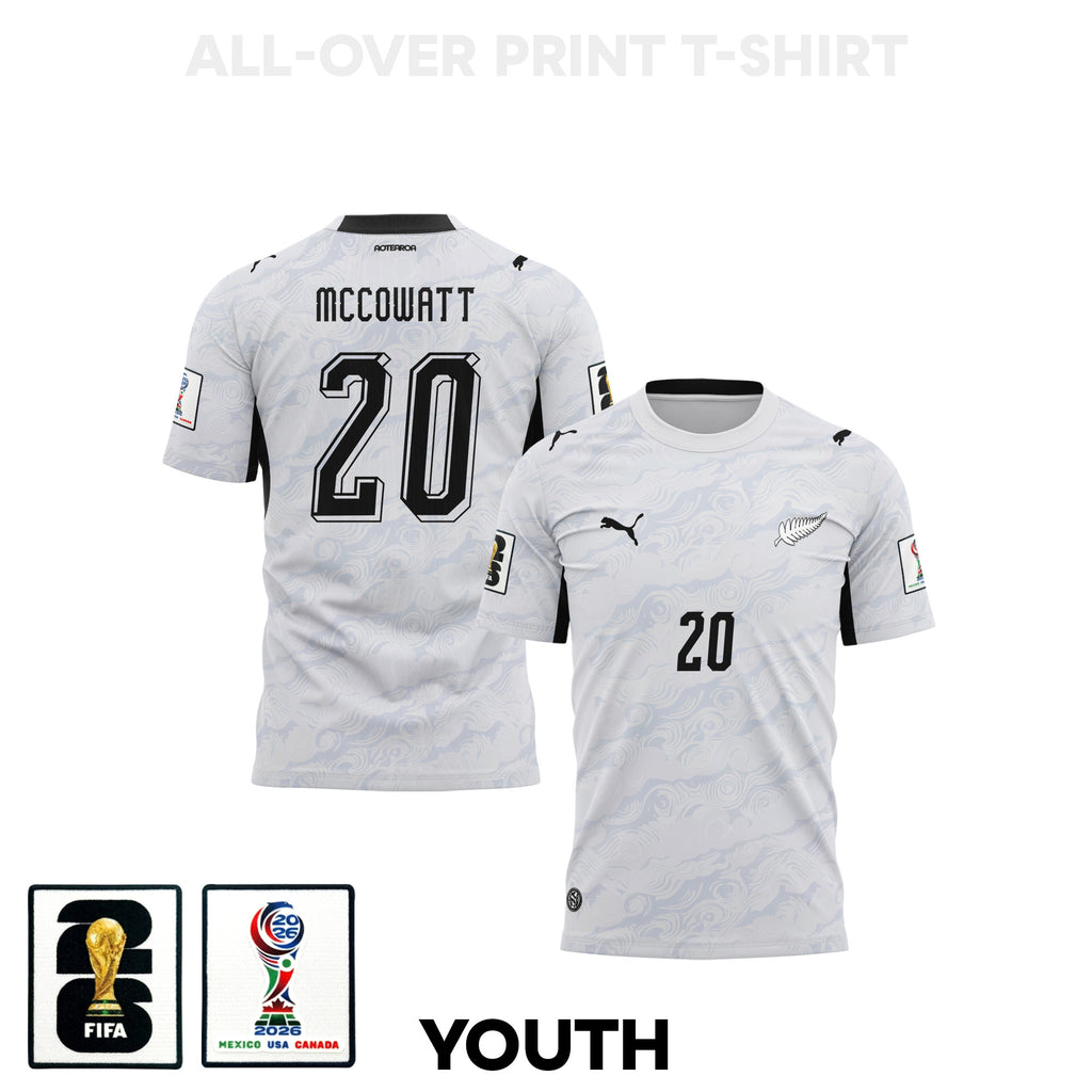 Callum McCowatt 20 Youth New Zealand 2026 Away 3D T-shirt Fully Printed – White