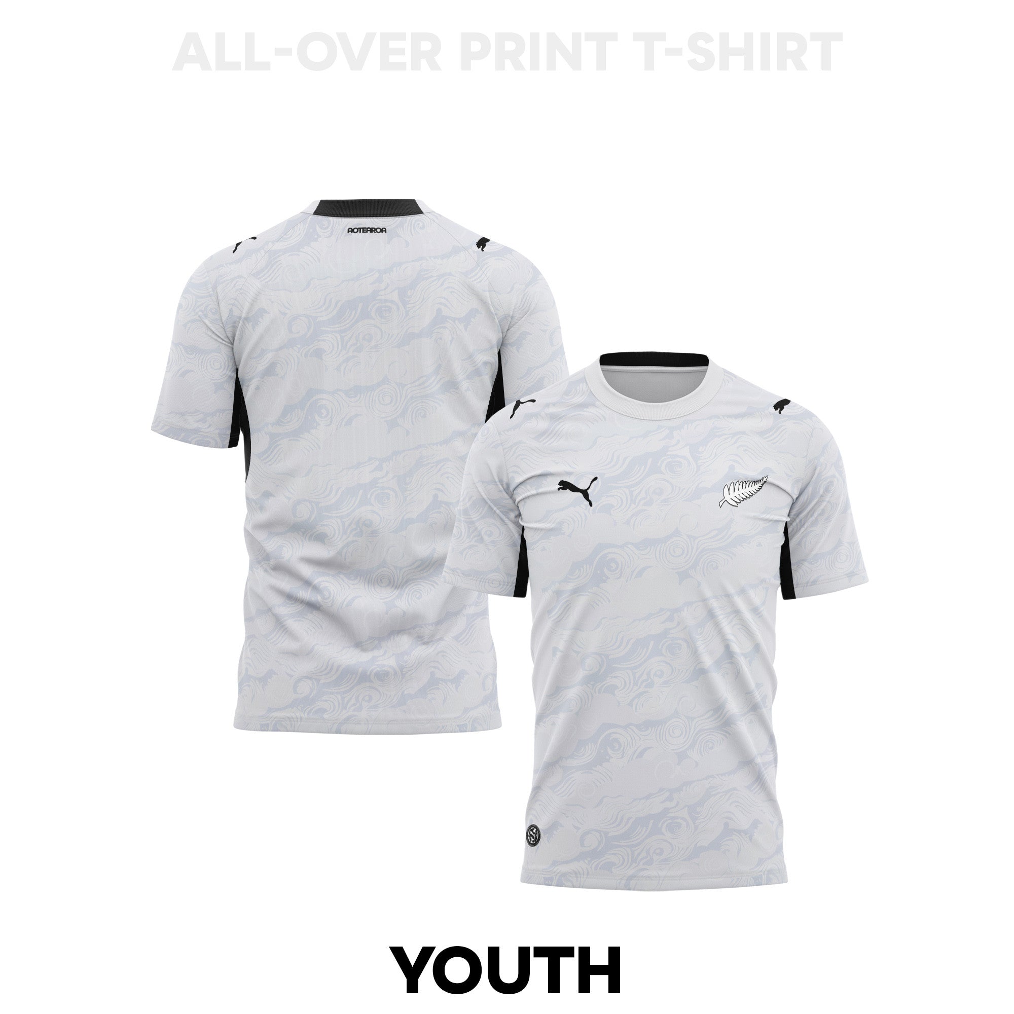 New Zealand 2026 Youth Away 3D T-shirt Fully Printed – White