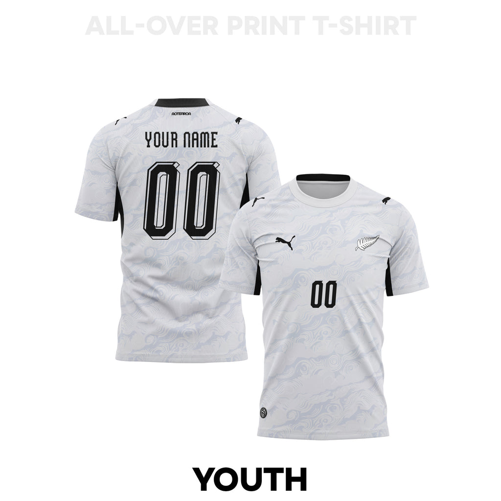 New Zealand 2026 Youth Away 3D T-shirt Fully Printed – Personalized – White