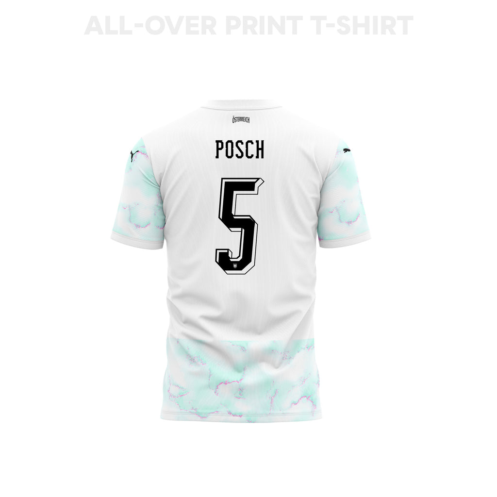 Stefan Posch 5 Austria 2026 Away 3D T-Shirt Fully Printed – Unisex, White