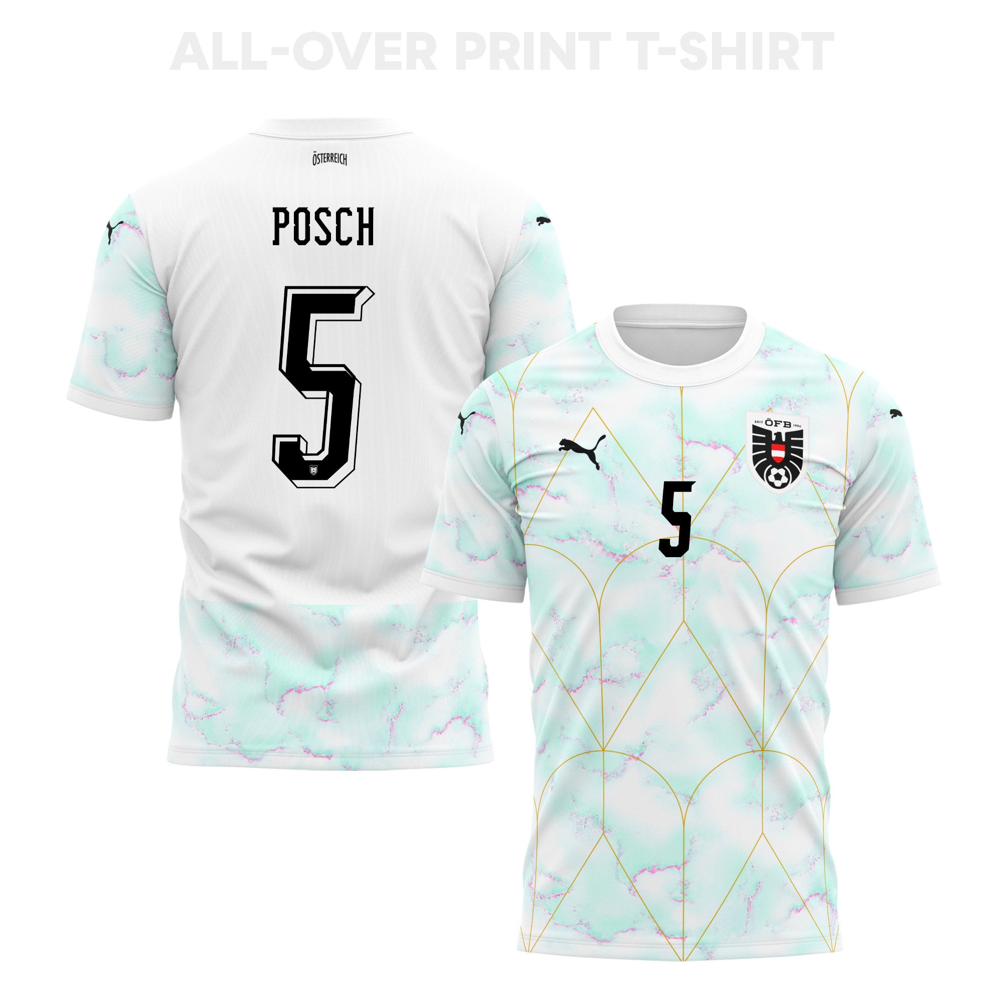 Stefan Posch 5 Austria 2026 Away 3D T-Shirt Fully Printed – Unisex, White