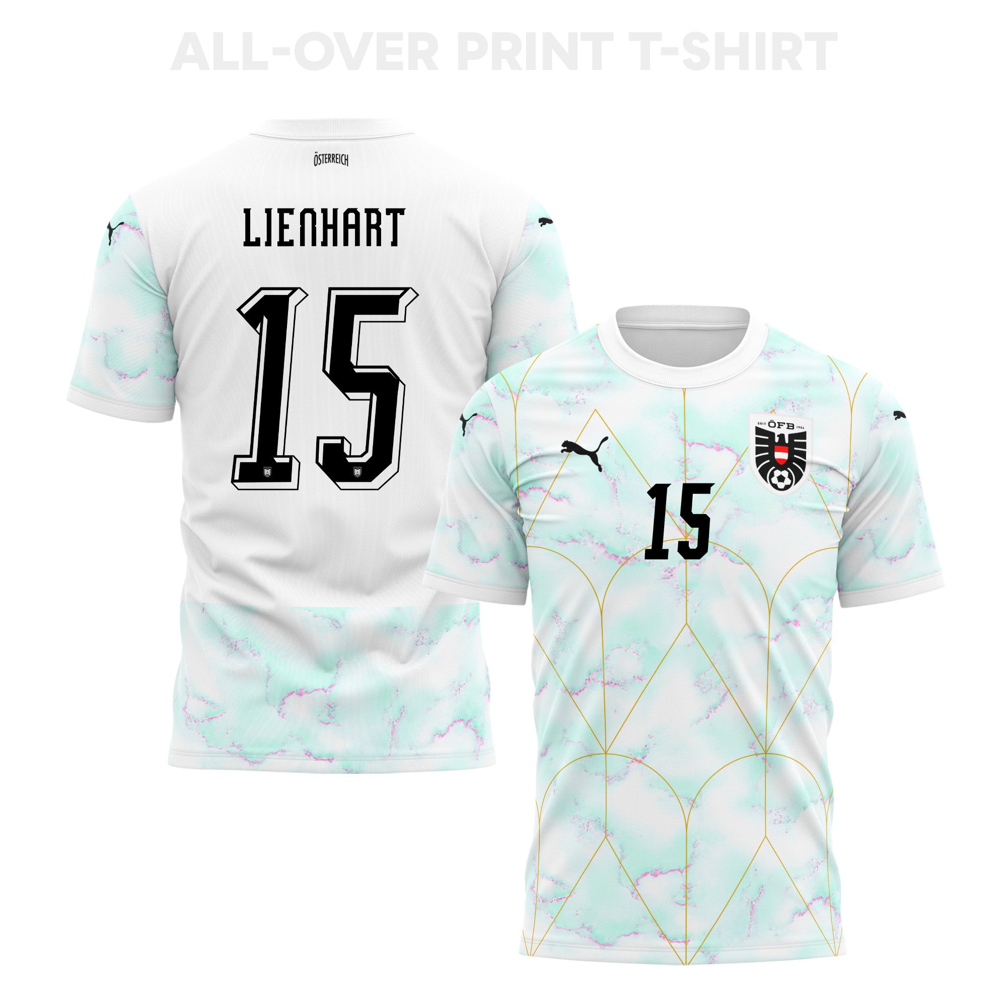 Philipp Lienhart 15 Austria 2026 Away 3D T-Shirt Fully Printed – Unisex, White