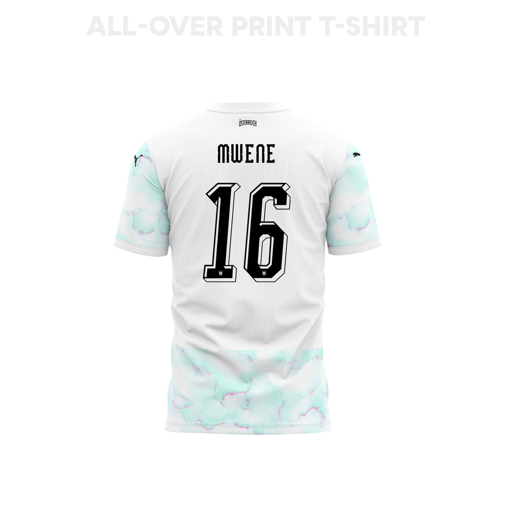 Phillipp Mwene 16 Austria 2026 Away 3D T-Shirt Fully Printed – Unisex, White
