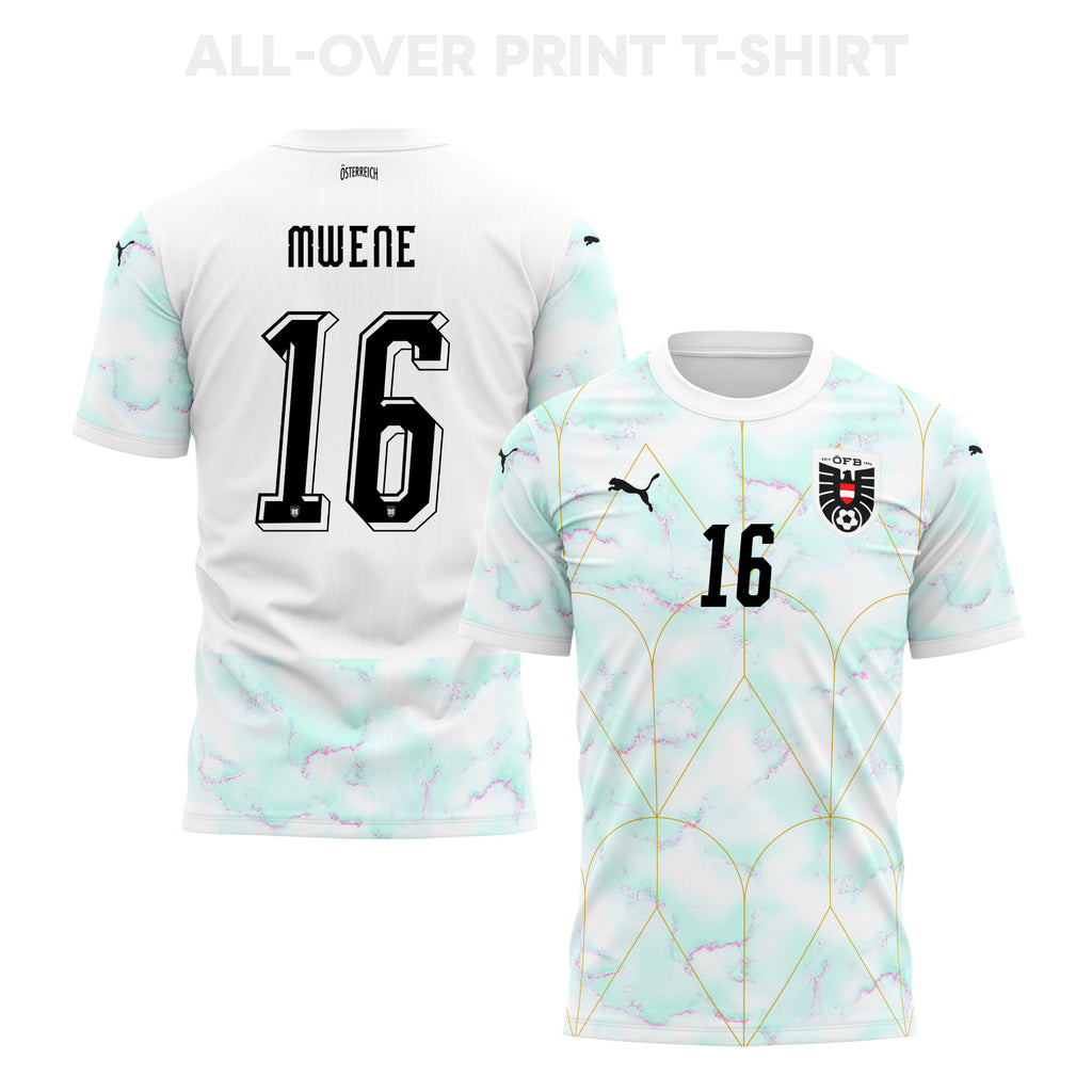 Phillipp Mwene 16 Austria 2026 Away 3D T-Shirt Fully Printed – Unisex, White