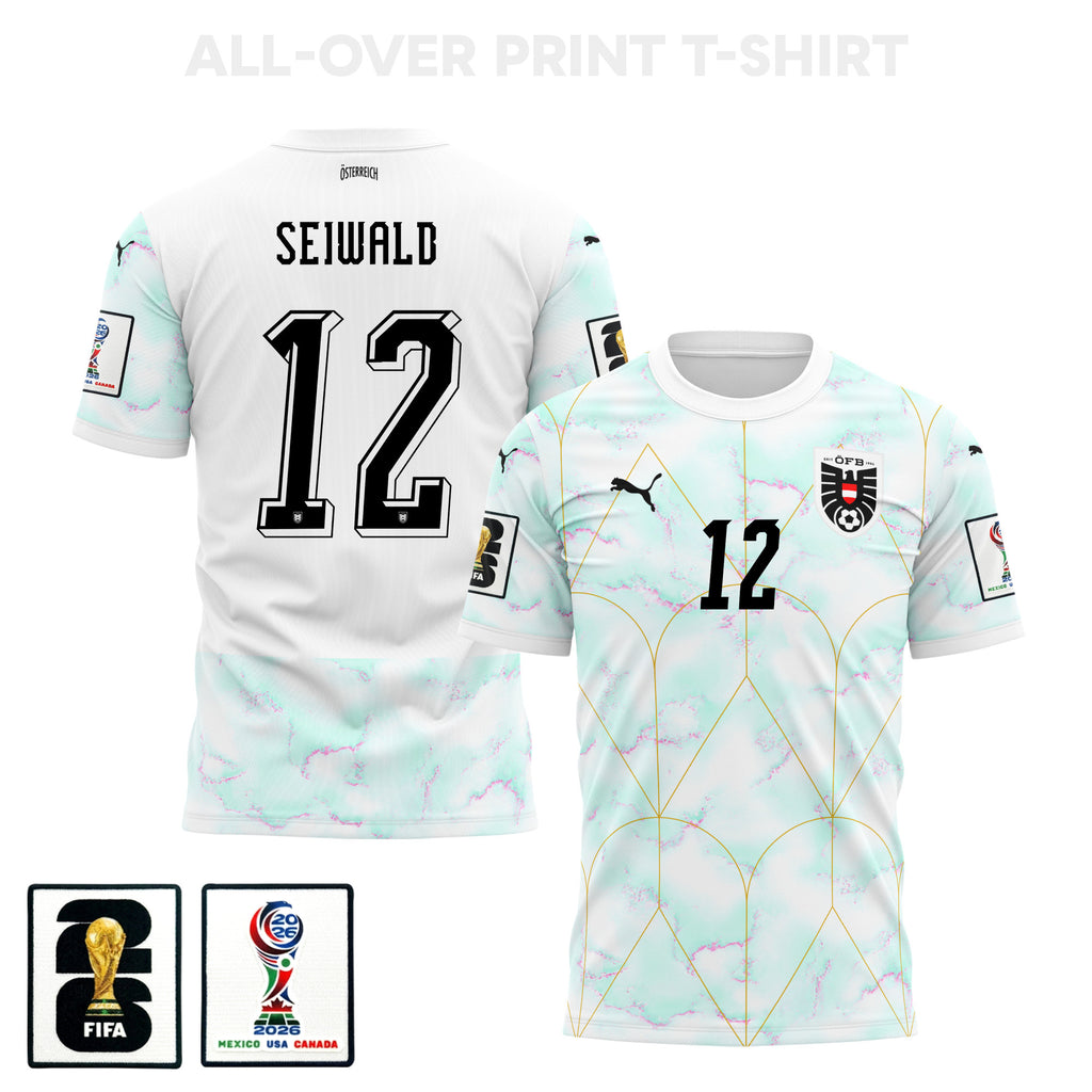 Nicolas Seiwald 12 Austria 2026 Away 3D T-Shirt Fully Printed – Unisex, White