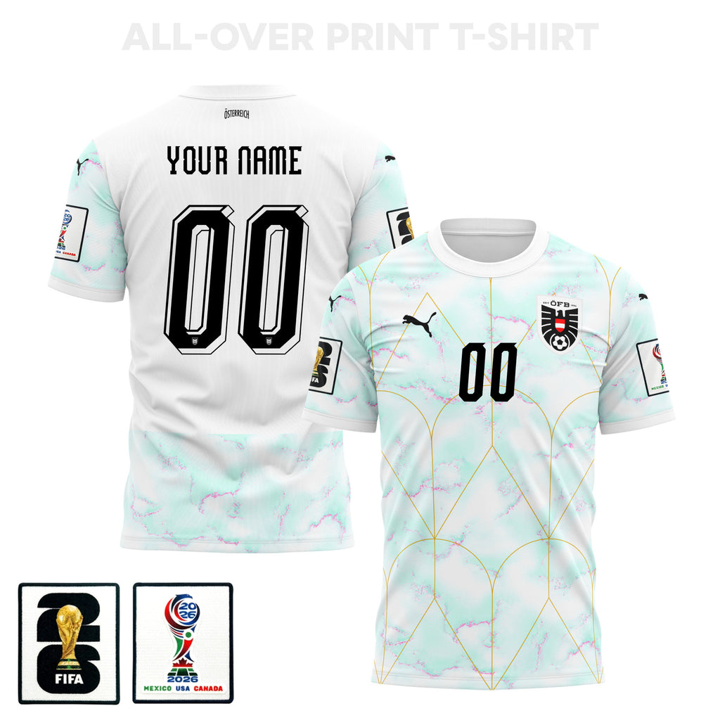 Austria 2026 Away 3D T-Shirt Fully Printed – Personalized – Unisex, White