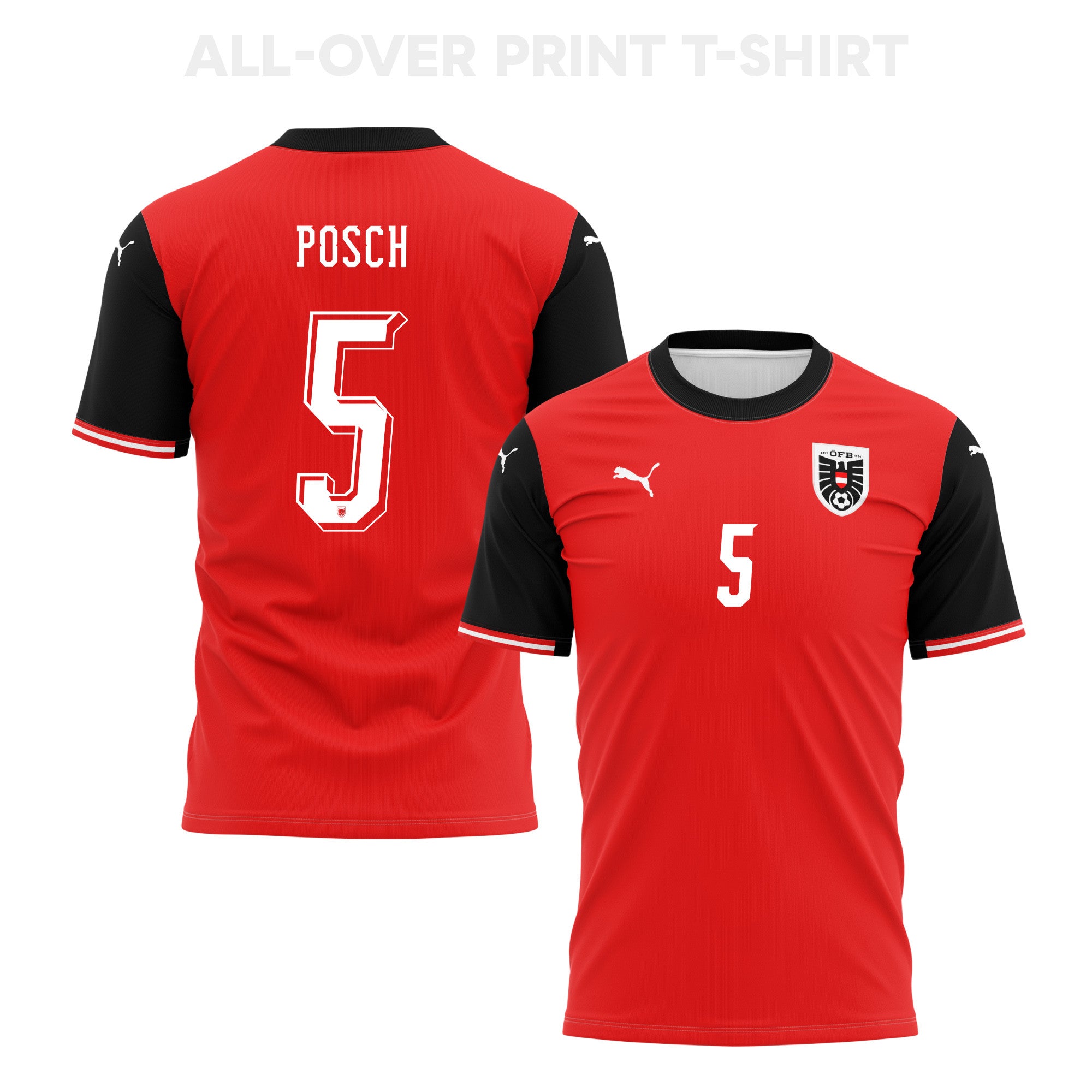 Stefan Posch 5 Austria 2026 Home 3D T-Shirt Fully Printed – Unisex, Red