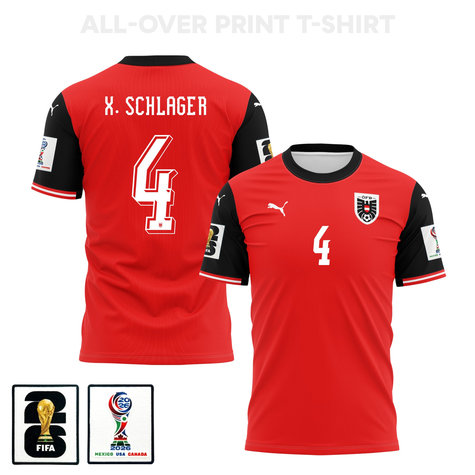 Xaver  Schlager 4 Austria 2026 Home 3D T-Shirt Fully Printed – Unisex, Red