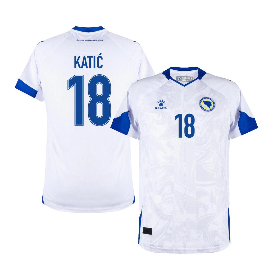 Nikola Katić 18 Bosnia and Herzegovina 2026 Away Jersey - White, Men