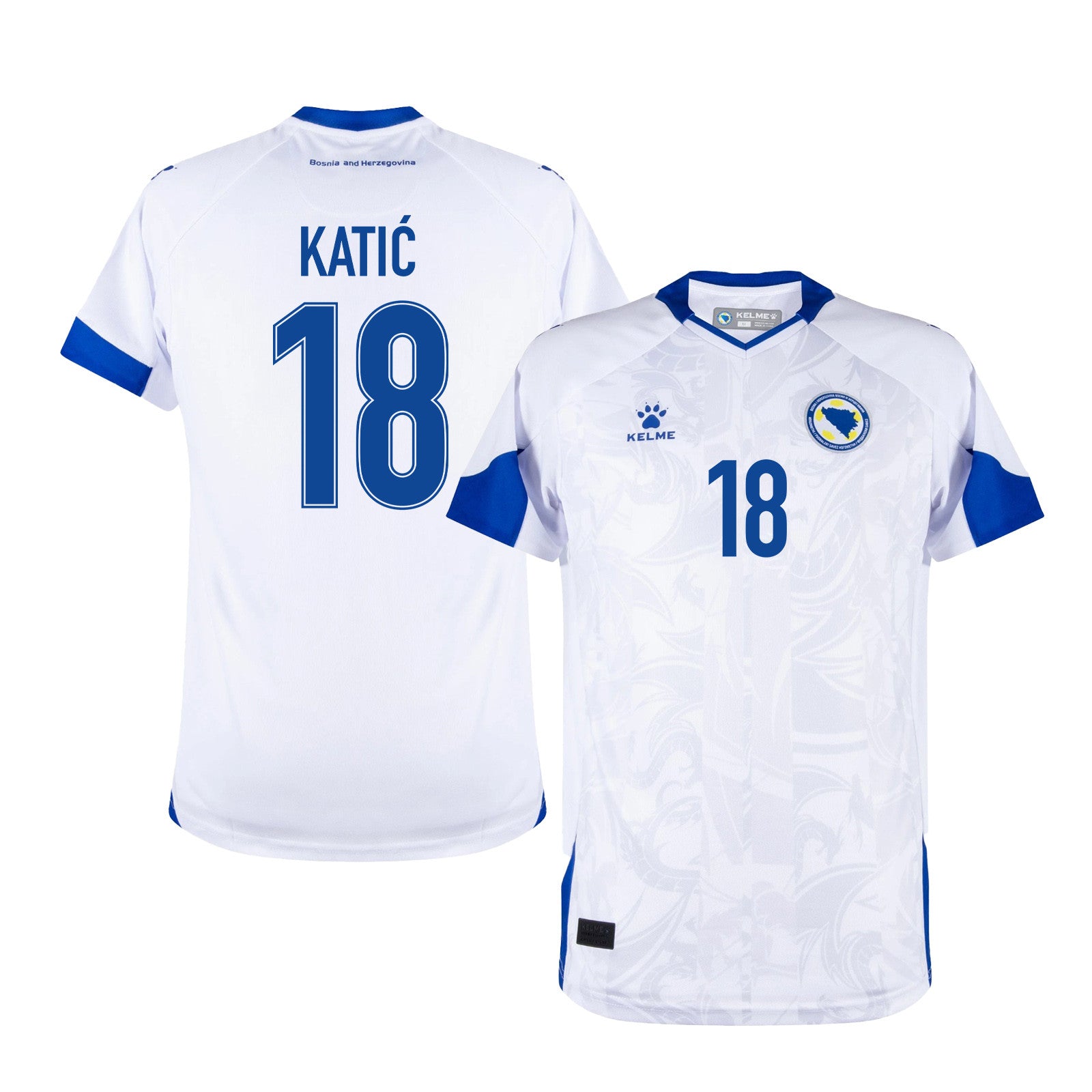 Nikola Katić 18 Bosnia and Herzegovina 2026 Away Jersey - White, Men