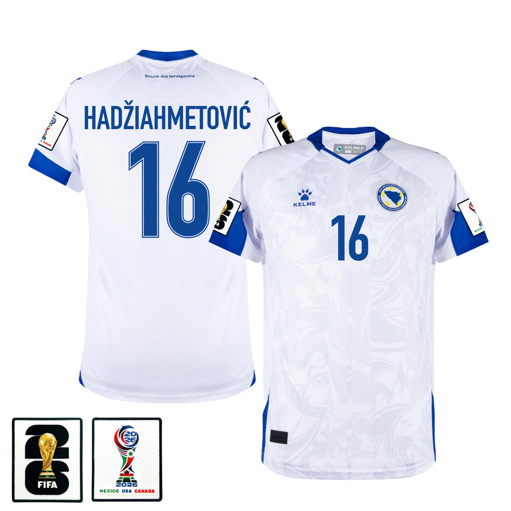 Amir Hadžiahmetović 16 Bosnia and Herzegovina 2026 Away Jersey - White, Men