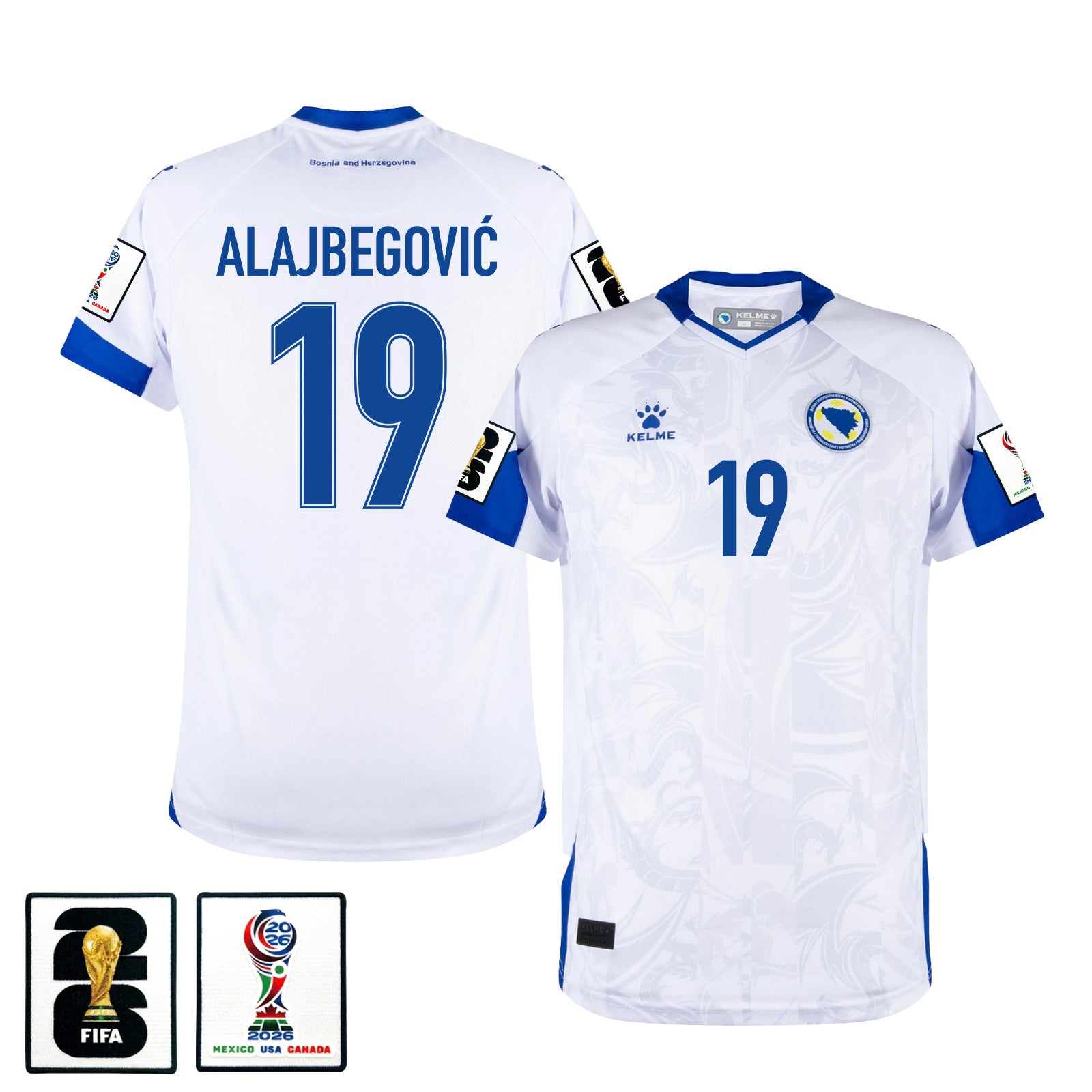 Kerim Alajbegović 19 Bosnia and Herzegovina 2026 Away Jersey - White, Men