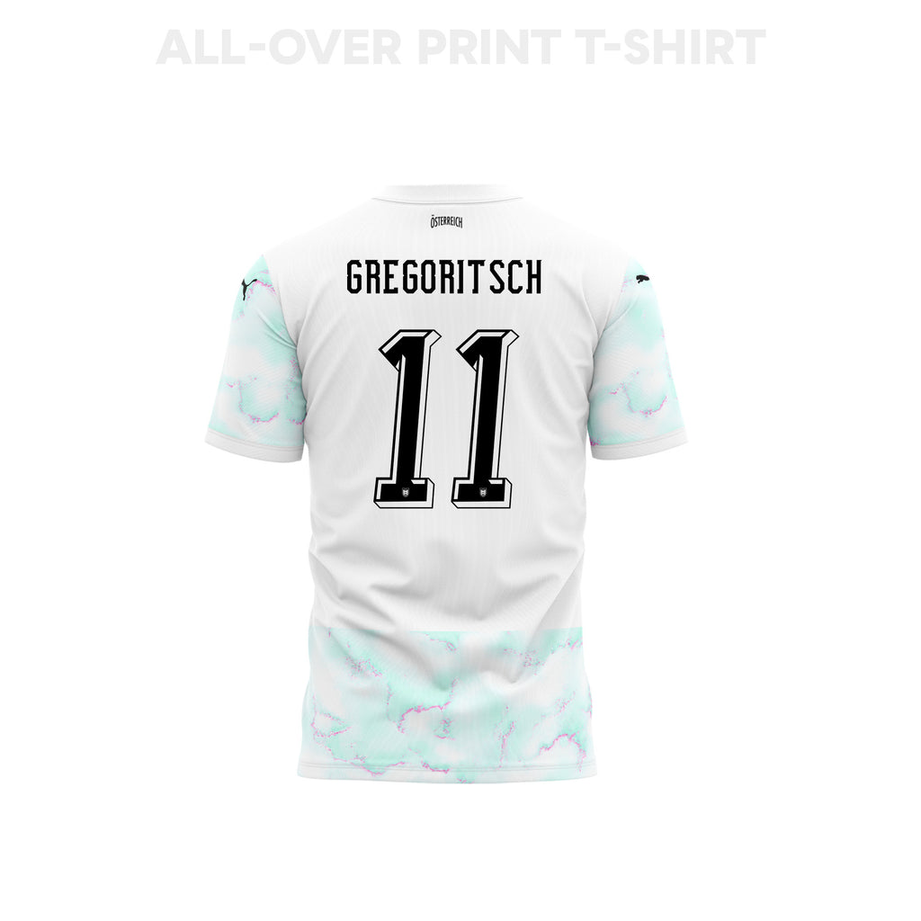 Michael Gregoritsch 11 Youth Austria 2026 Away 3D T-shirt Fully Printed – White